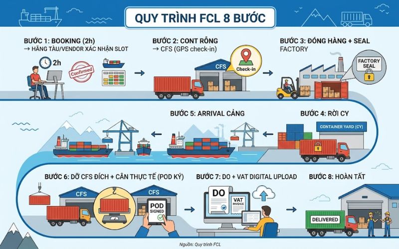Quy Trình Vận Tải Hàng Hóa Bằng Container