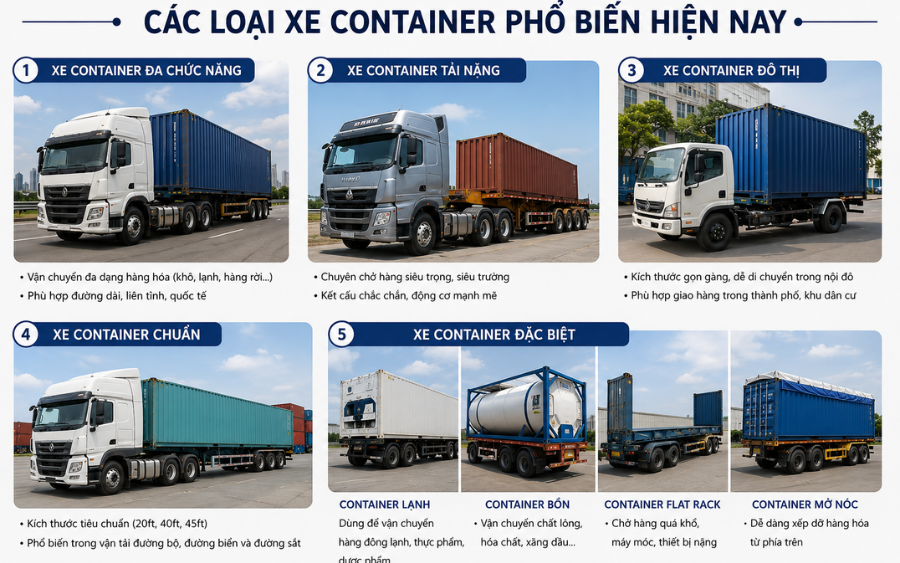 Các loại xe container phổ biến hiện nay