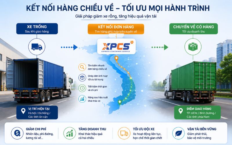 kết nối hàng chiều về 