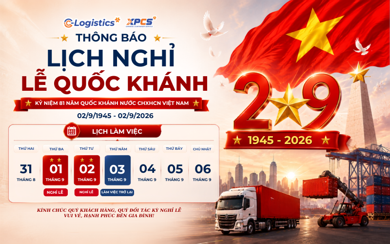 C-Logistics Thông Báo Lịch Nghỉ Lễ Quốc Khánh 2/9/2026